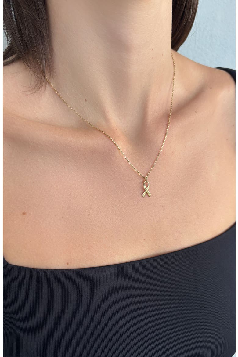 14K Gold Plated Hope Ribbon Pendant Necklace, Alternate, color, GOLD