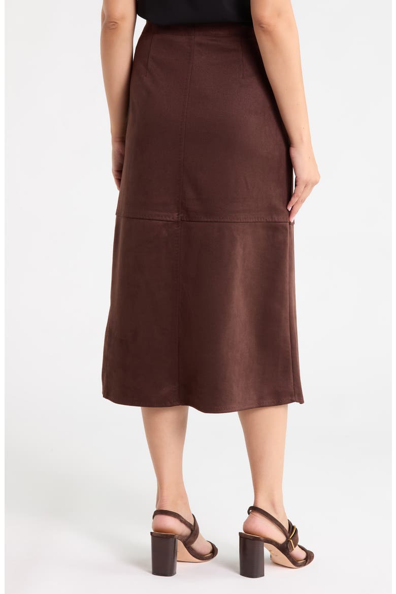 Faux Suede A-Line Midi Skirt, Alternate, color, DKBROWN-DARK BROWN