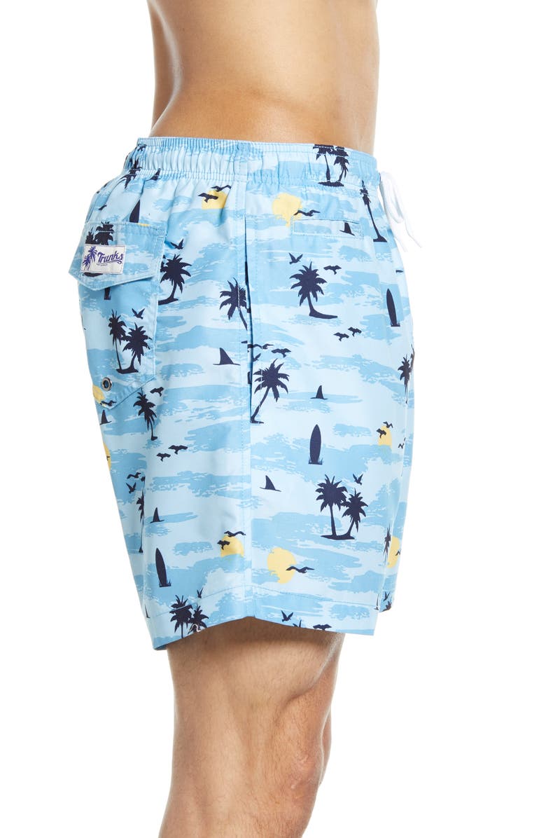 Trunks Surf & Swim Co. Paradise Island Print Swim Trunks, Alternate, color, 