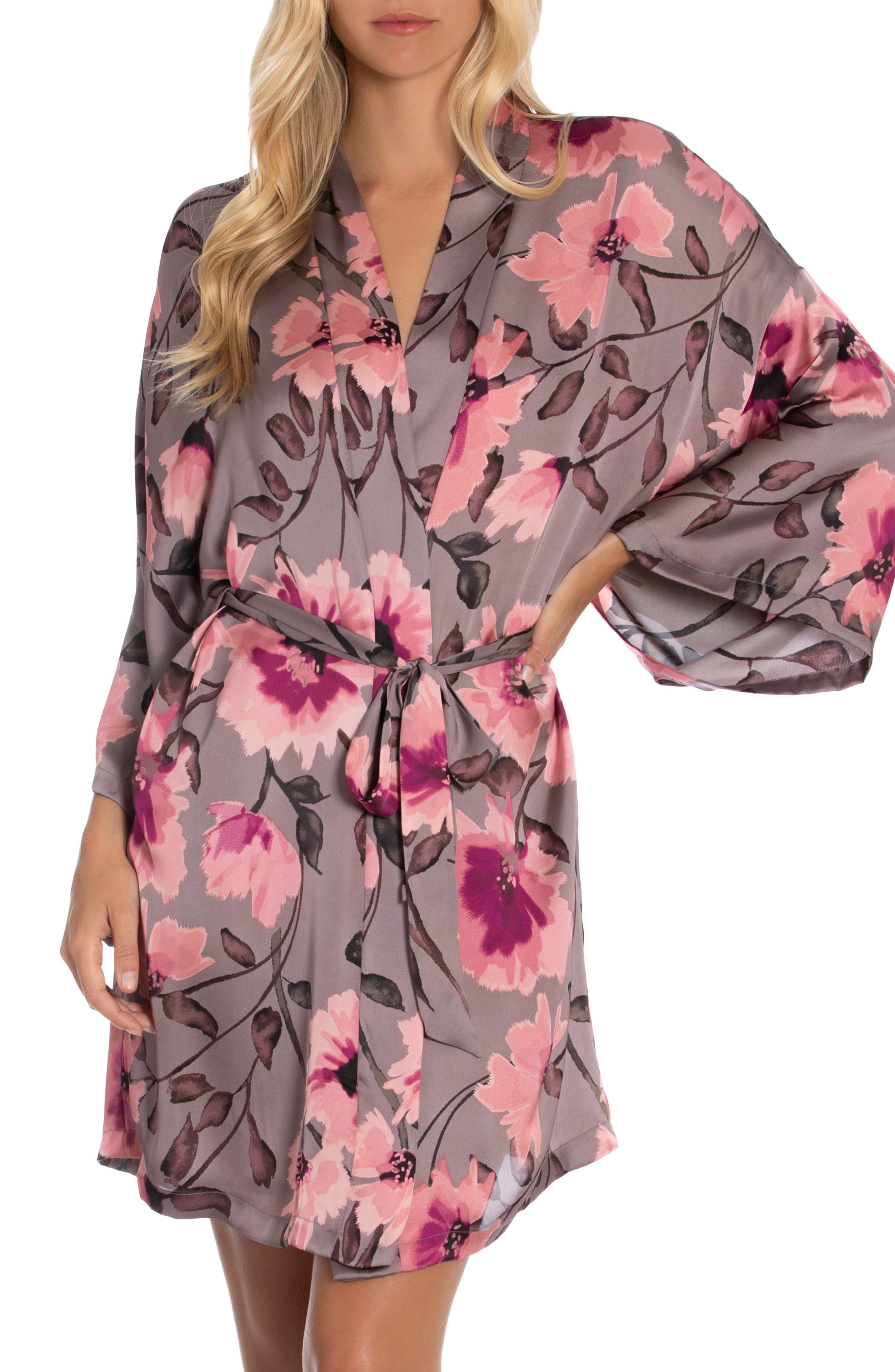 Midnight Bakery Cora Floral Satin Robe (Women) | Nordstromrack