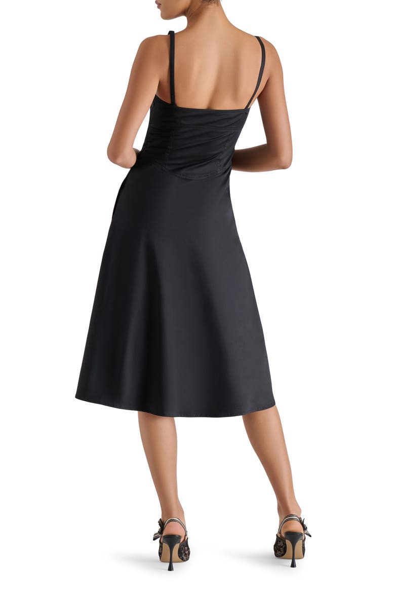 Aster Sleeveless Stretch Cotton Fit & Flare Dress, Alternate, color, BLACK