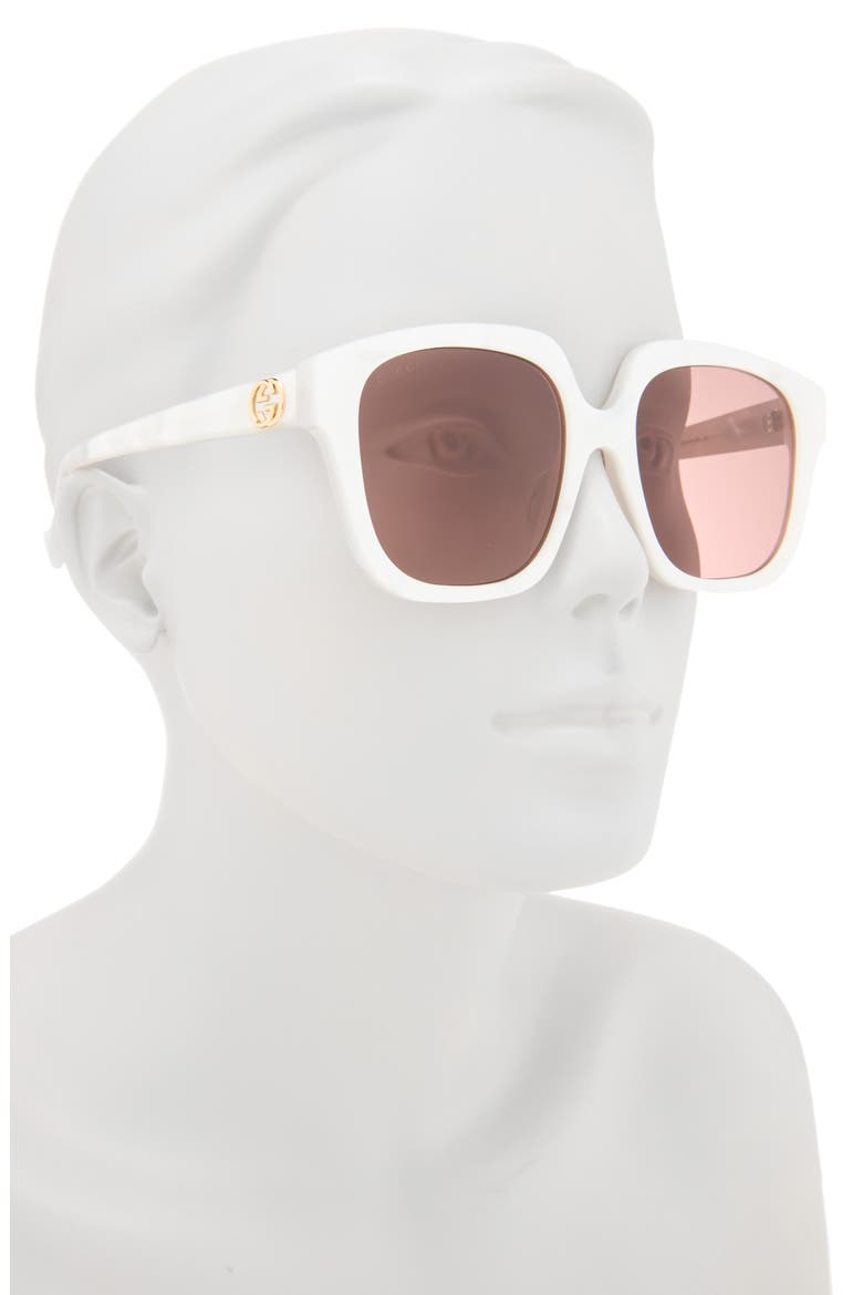 55mm Square Sunglasses, Alternate, color, WHITE WHITE BROWN