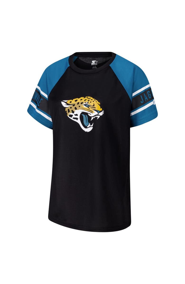 STARTER Women's Starter Black Jacksonville Jaguars 1st Rounder Color Block Raglan Top, Alternate, color, Black