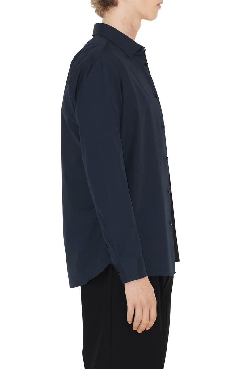 Burberry Sherfield Equestrian Knight Stretch Cotton Button-Up Shirt, Alternate, color, Navy