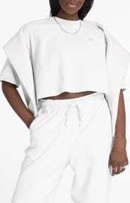 New Balance Oversize Crop Cotton Jersey T-Shirt