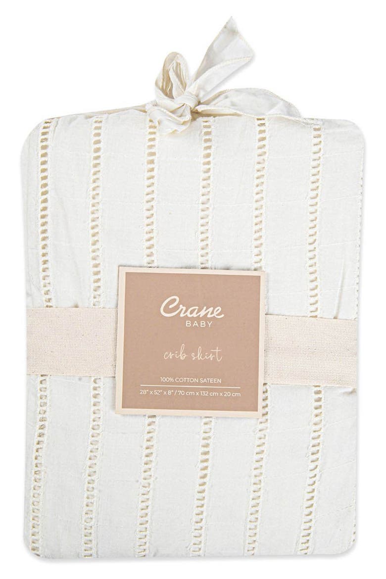 Tassel Trim Crib Skirt, Alternate, color, WHITE