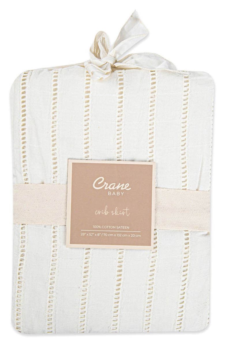 CRANE BABY Tassel Trim Crib Skirt, Alternate, color, White