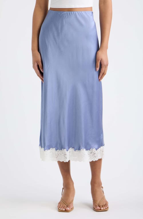 LoveShackFancy Janella Silk Blend Midi Skirt in Weathered Blue at Nordstrom, Size Medium