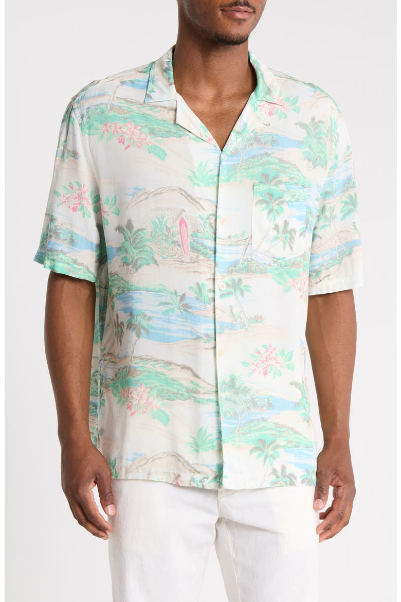 Biarritz Relaxed Fit Camp Shirt, Main, color, FROSTED WHITE