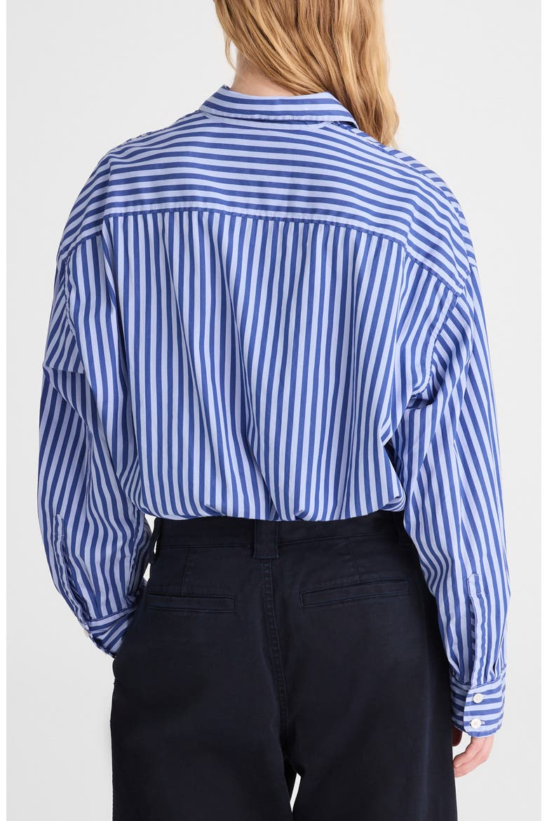 Drawstring Button Up Poplin Shirt, Alternate, color, FRENCH BLUE