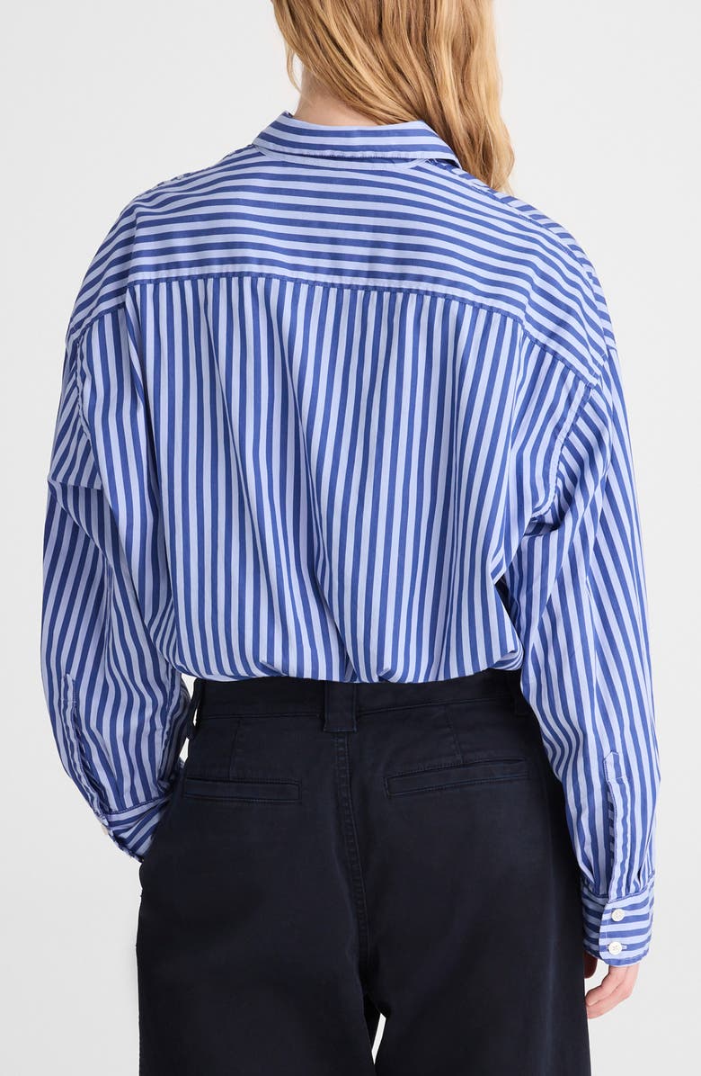 Madewell Drawstring Button Up Poplin Shirt, Alternate, color, French Blue