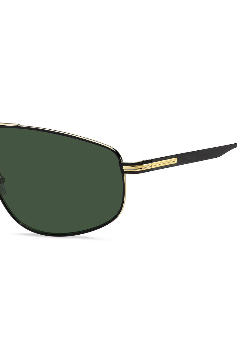 BOSS 60mm Navigator Sunglasses, Alternate, color, Matte Black Gold/ Green