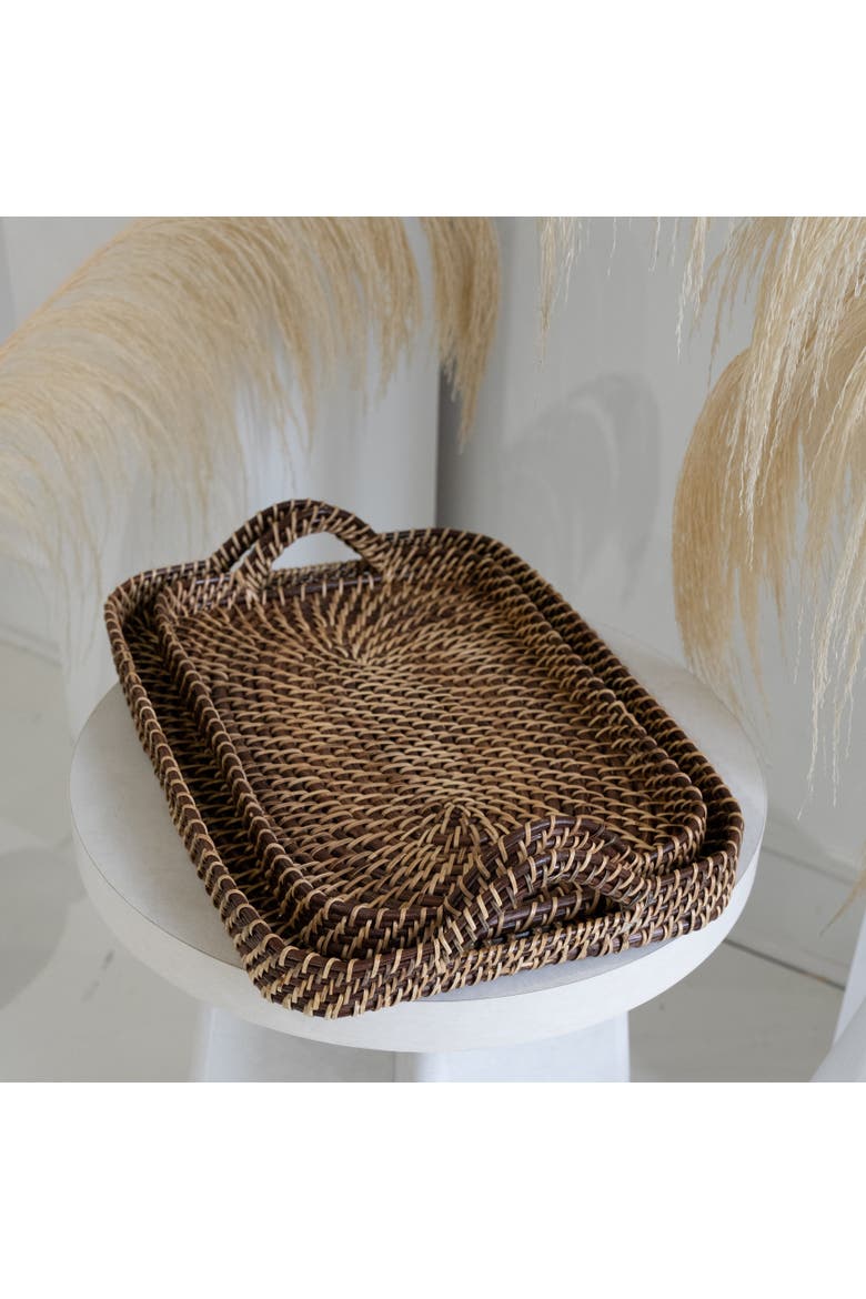 Brown & Natural Rectangle Tray, Alternate, color, Small