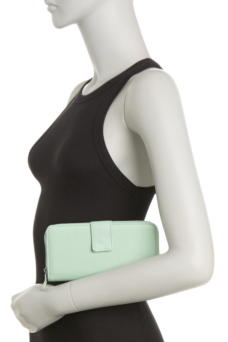 All-in-One Leather Continental Wallet, Alternate, color, MISTY JADE