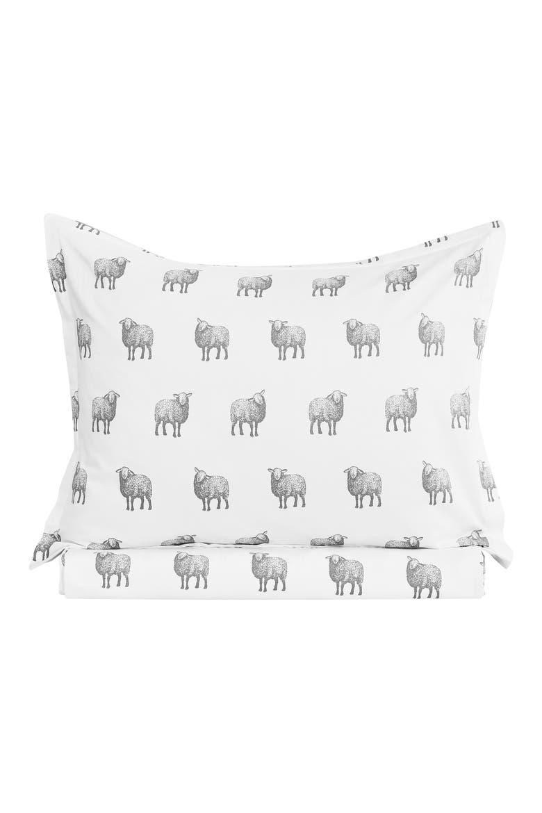 Sheep 400 Thread Count Cotton Duvet Set, Alternate, color, GREY