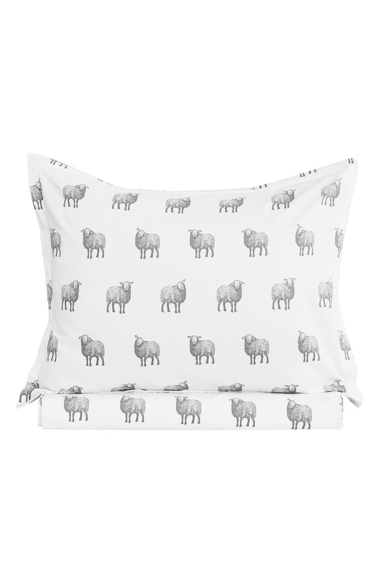 MELANGE HOME Sheep 400 Thread Count Cotton Duvet Set, Alternate, color, Grey