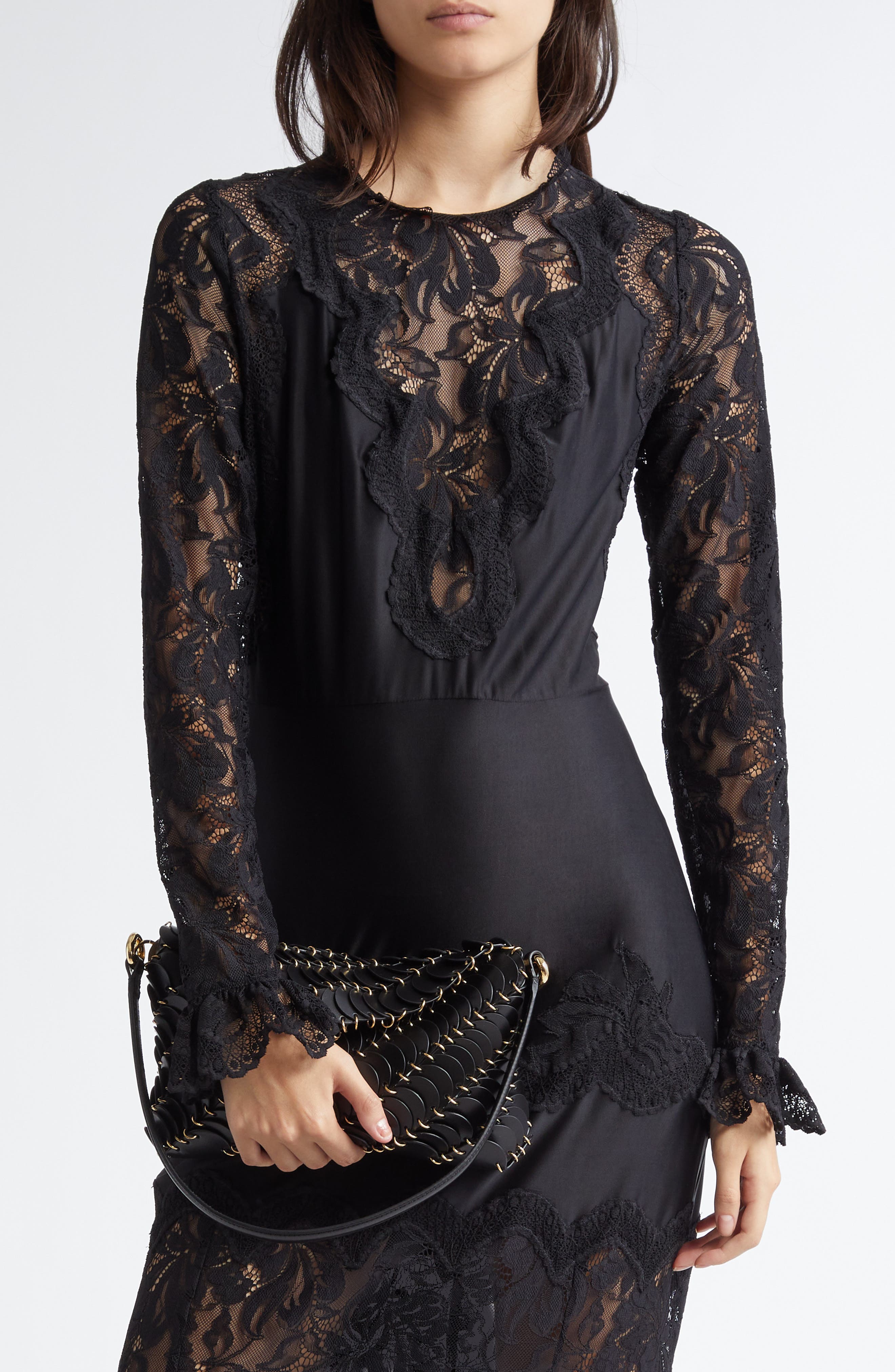 Rabanne Paco Calfskin Shoulder Bag, Alternate, color, 