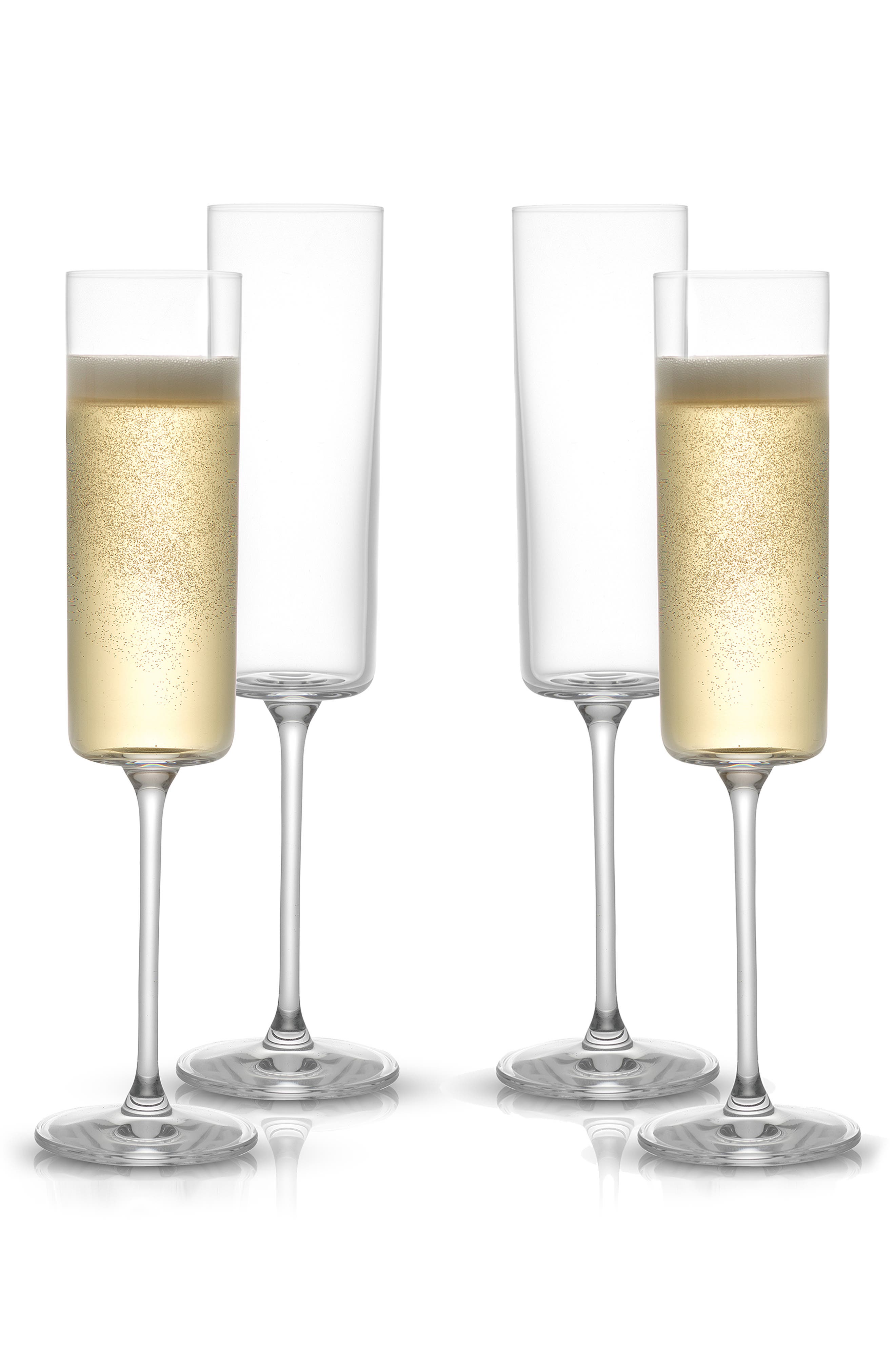 JoyJolt Claire Crystal Cylinder Champagne Glass - Set of 4