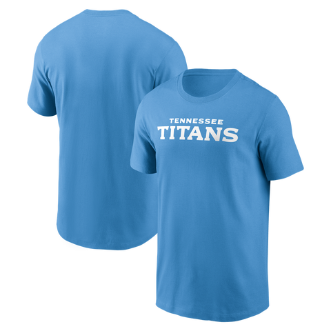 Men's Nike Light Blue Tennessee Titans Primetime Wordmark Essential T-Shirt