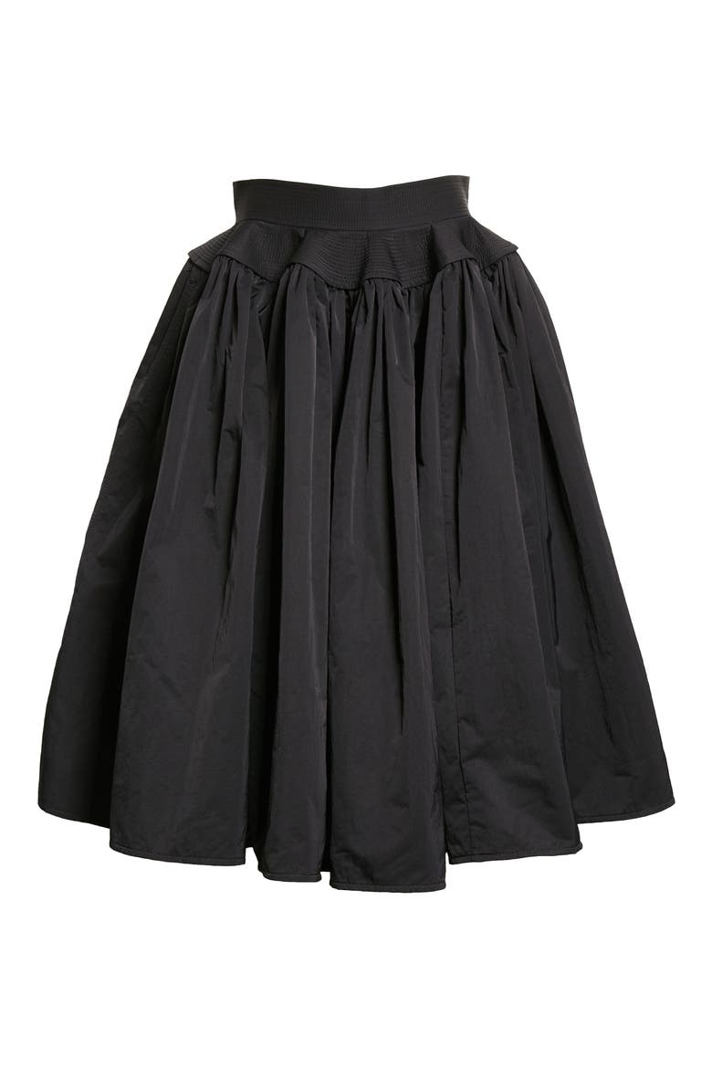 Peplum Gathered Nylon Skirt, Alternate, color, BLACK