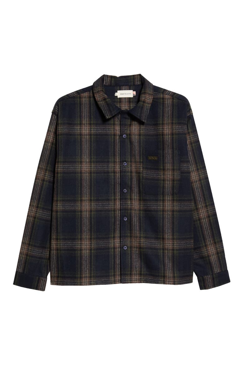 Plaid Flannel Overshirt, Main, color, NAVY