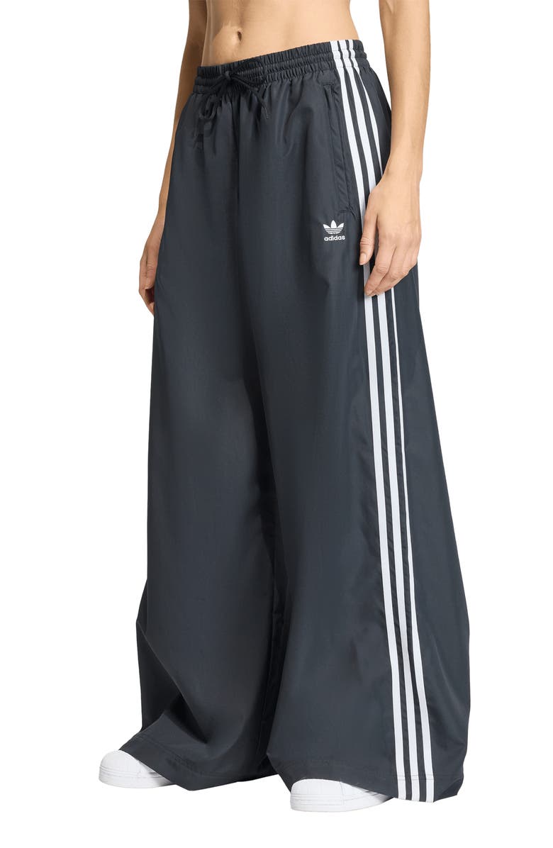 adidas Originals Firebird Recycled Polyester Wide Leg Track Pants, Main, color, Black/ White