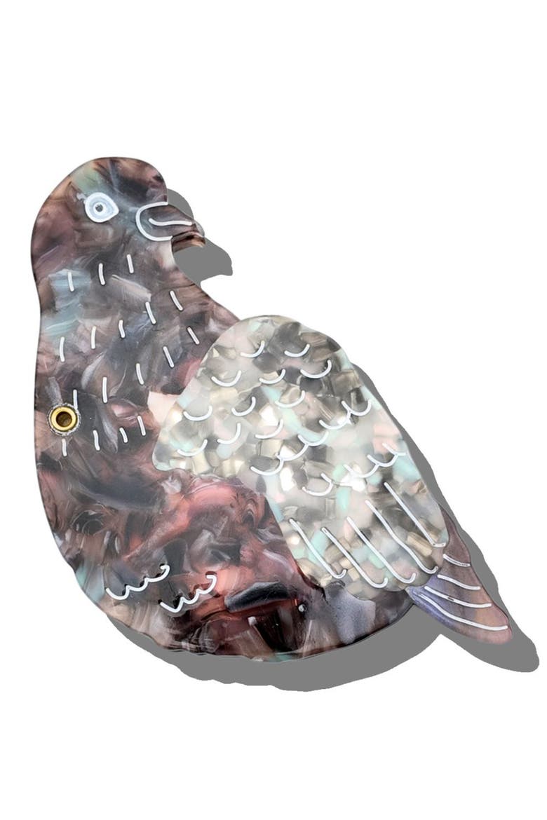 Hand-Painted Pigeon Compact Mirror, Main, color, GRAY