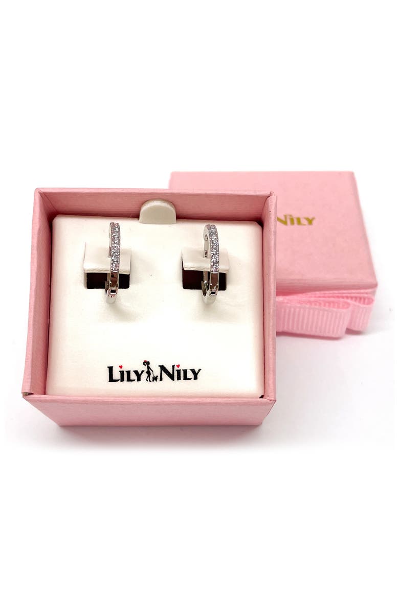 Kids' Pavé Cubic Zirconia Hoop Earrings, Alternate, color, WHITE