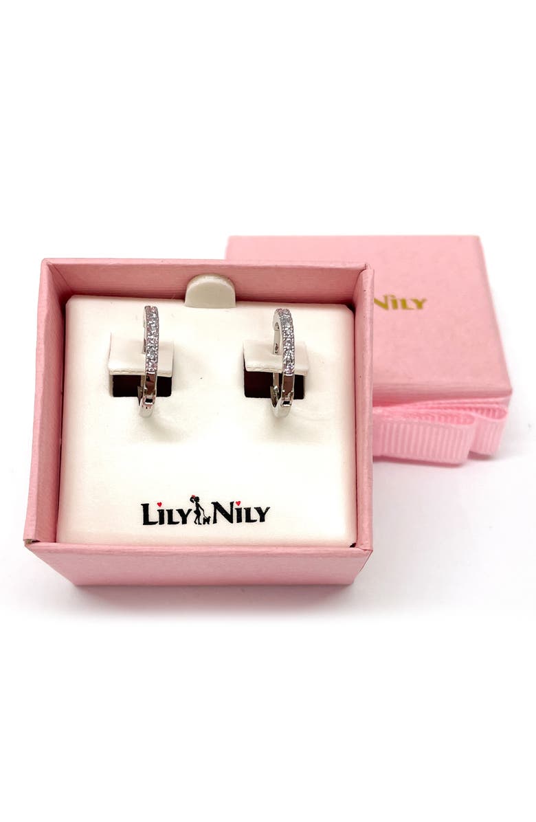 Lily Nily Kids' Pavé Cubic Zirconia Hoop Earrings, Alternate, color, White