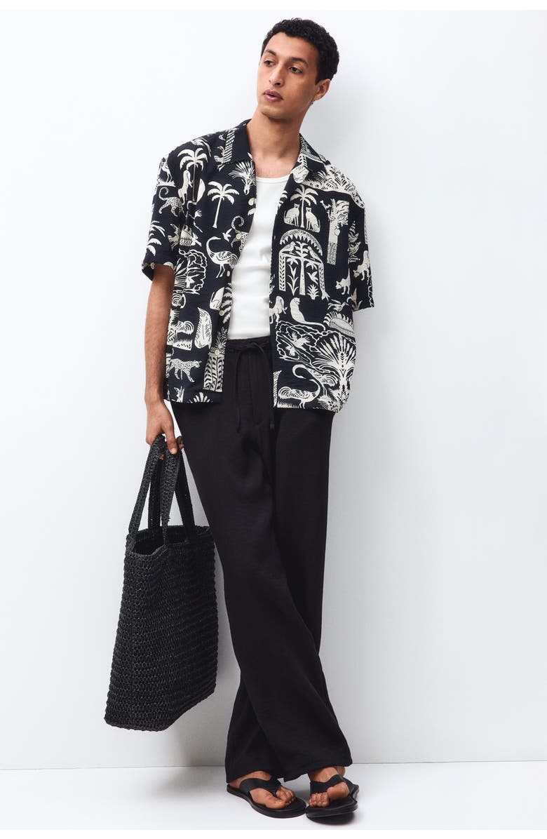 H&M Relaxed Fit Trousers, Alternate, color, Black