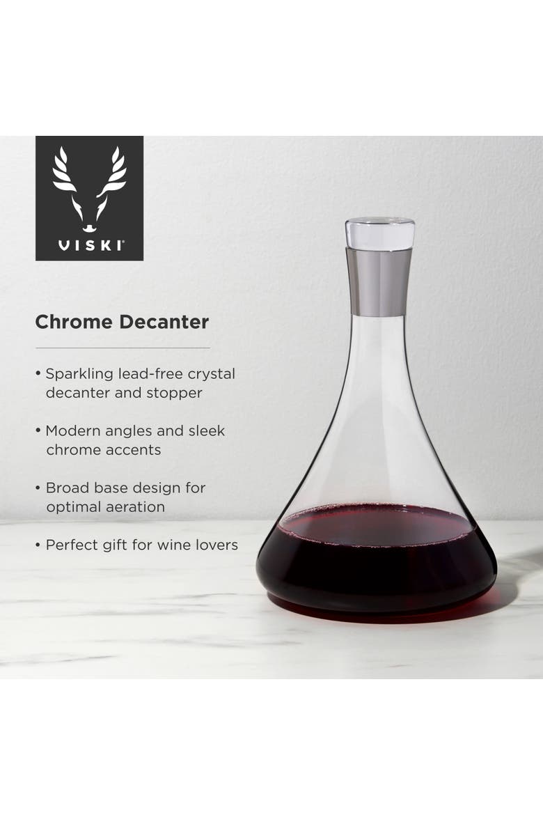 Irving Crystal Decanter with Chrome Rim, Alternate, color, Clear