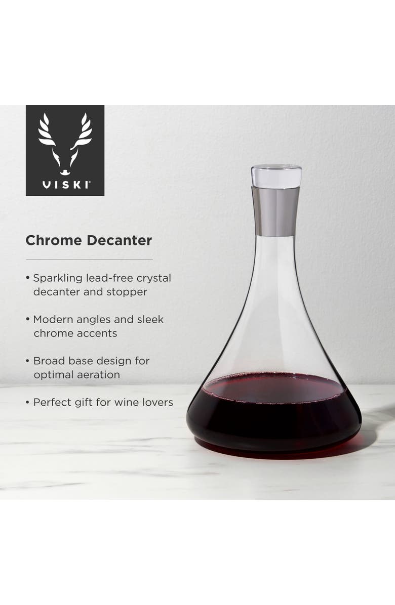 Viski Irving Crystal Decanter with Chrome Rim, Alternate, color, Clear