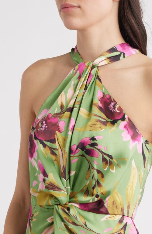 Eliza J Floral Twist Neck Midi Dress In Multi