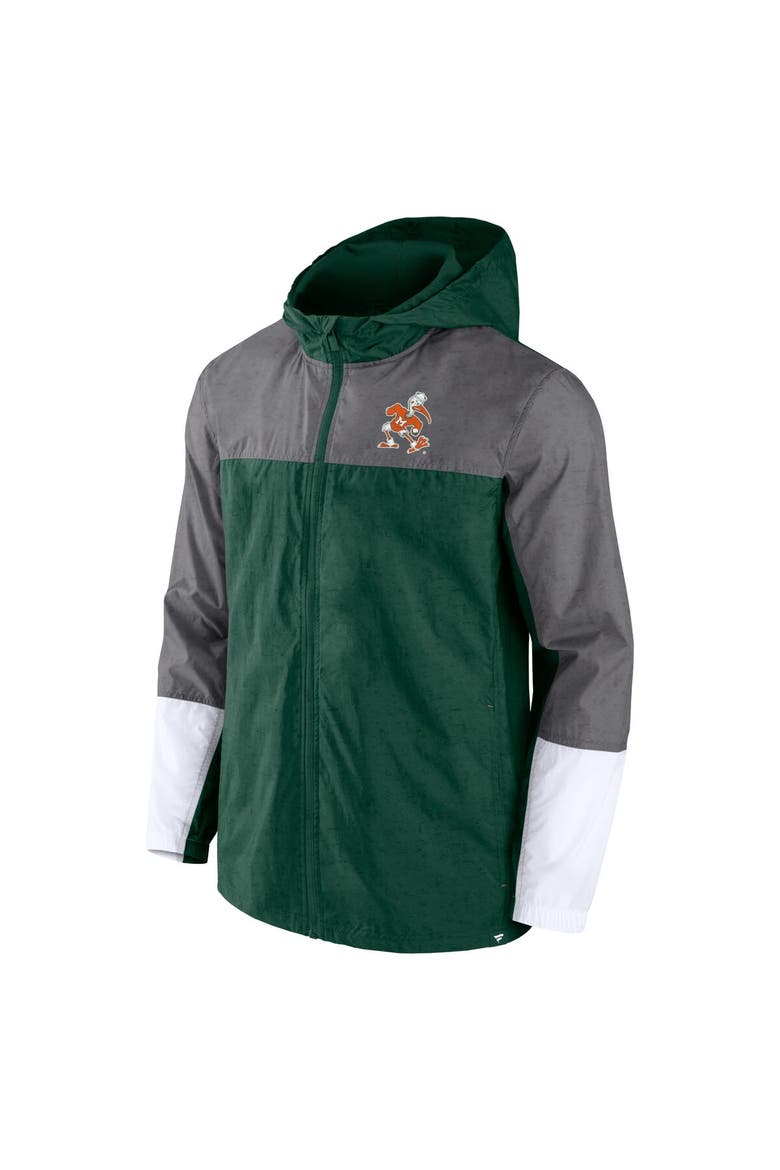 Men's Fanatics Branded Green/Gray Miami Hurricanes Game Day Ready Full-Zip Jacket, Alternate, color, Green