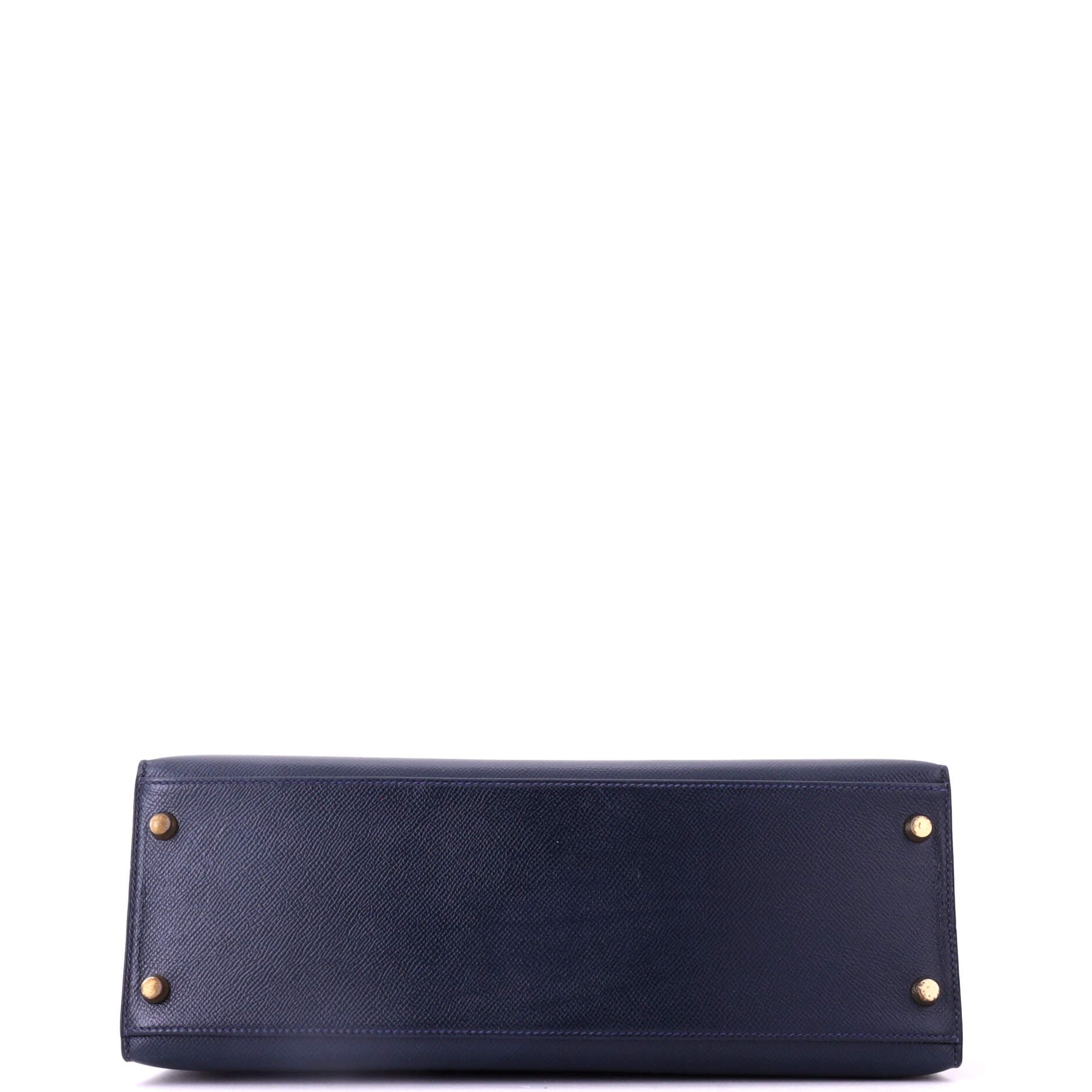 Pre-Owned Hermes Kelly Handbag Blue Courchevel with Gold Hardware 32, Alternate, color, Bleu Marine