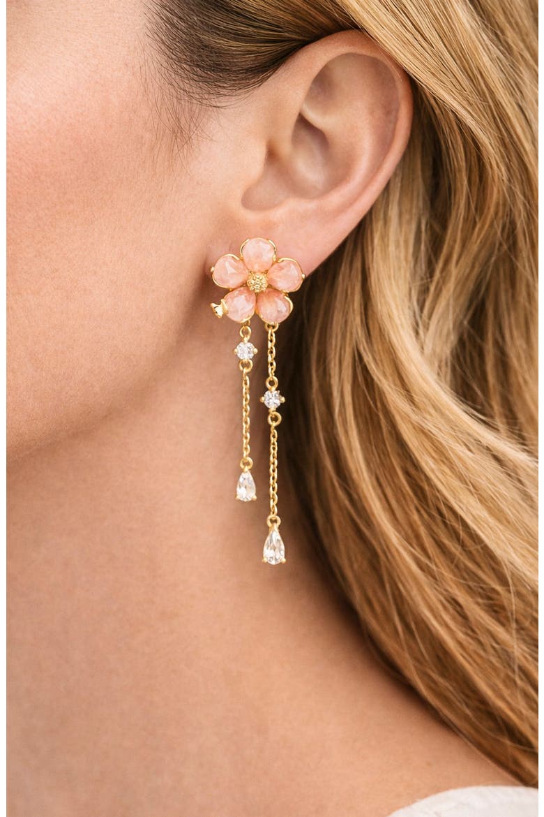 Peach Blossom Drop Earrings, Alternate, color, GOLD/PEACH