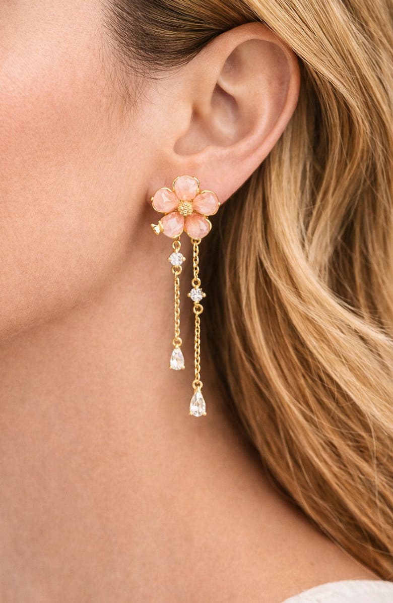 LA MENO Peach Blossom Drop Earrings, Alternate, color, Gold/Peach