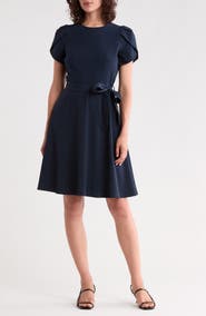 Calvin Klein Belted Pleated A Line Dress