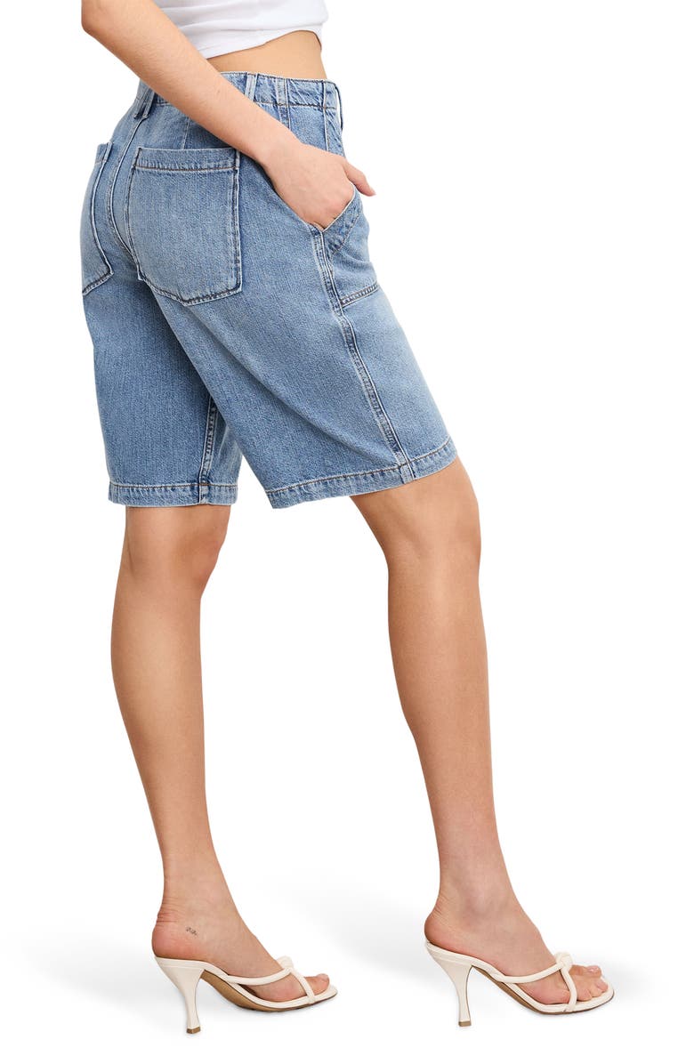 Good American Lite Drawstring Bermuda Denim Shorts, Alternate, color, Indigo786