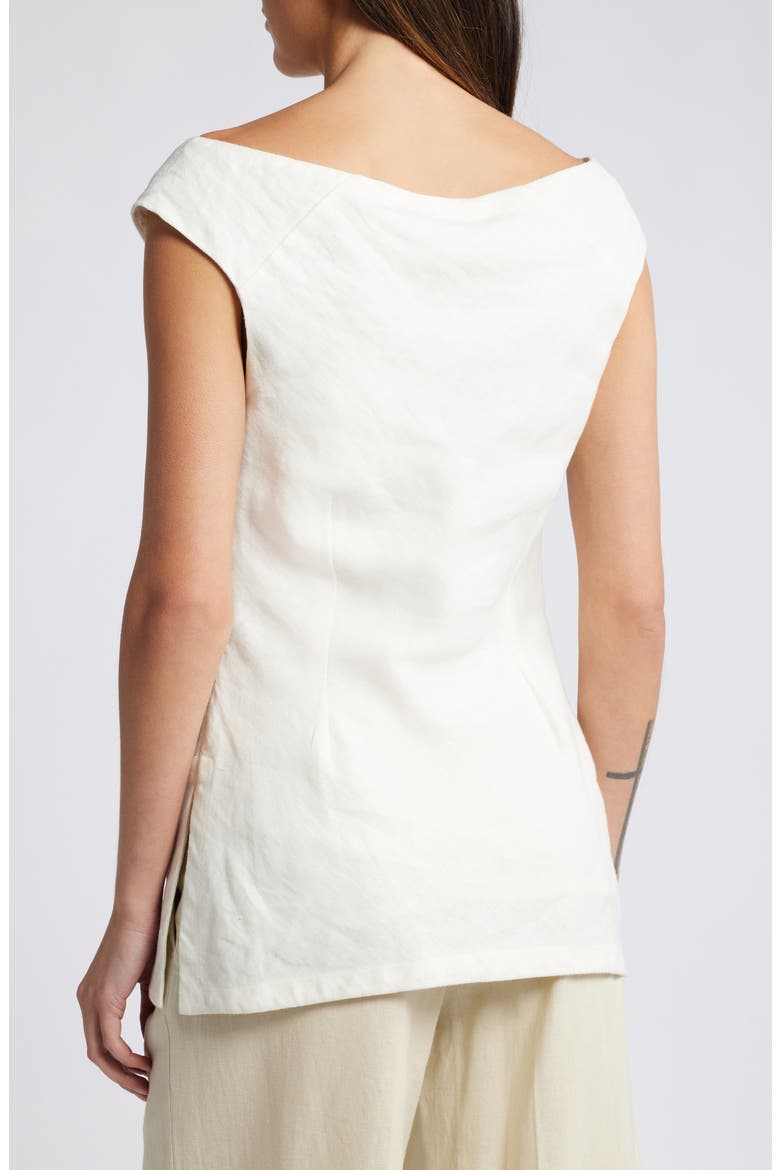 Ilride Ballet Neck Linen Top, Alternate, color, WHITE
