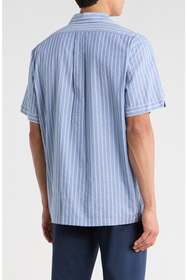 Sport Fit Stripe Cotton Camp Shirt, Alternate, color, BLUE STRIPE