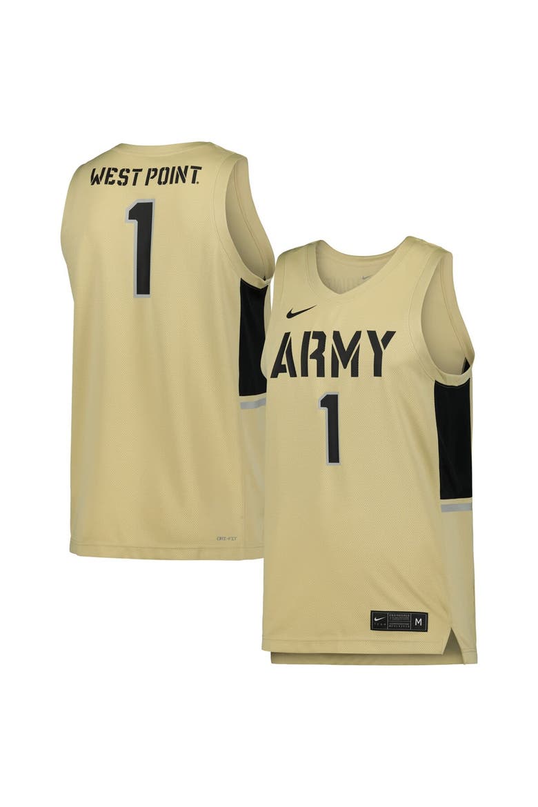 Men's Nike #1 Gold Army Black Knights Team Replica Basketball Jersey, Main, color, Gold