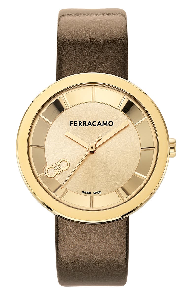 FERRAGAMO Curve V2 Leather Strap Watch, 35mm, Main, color,