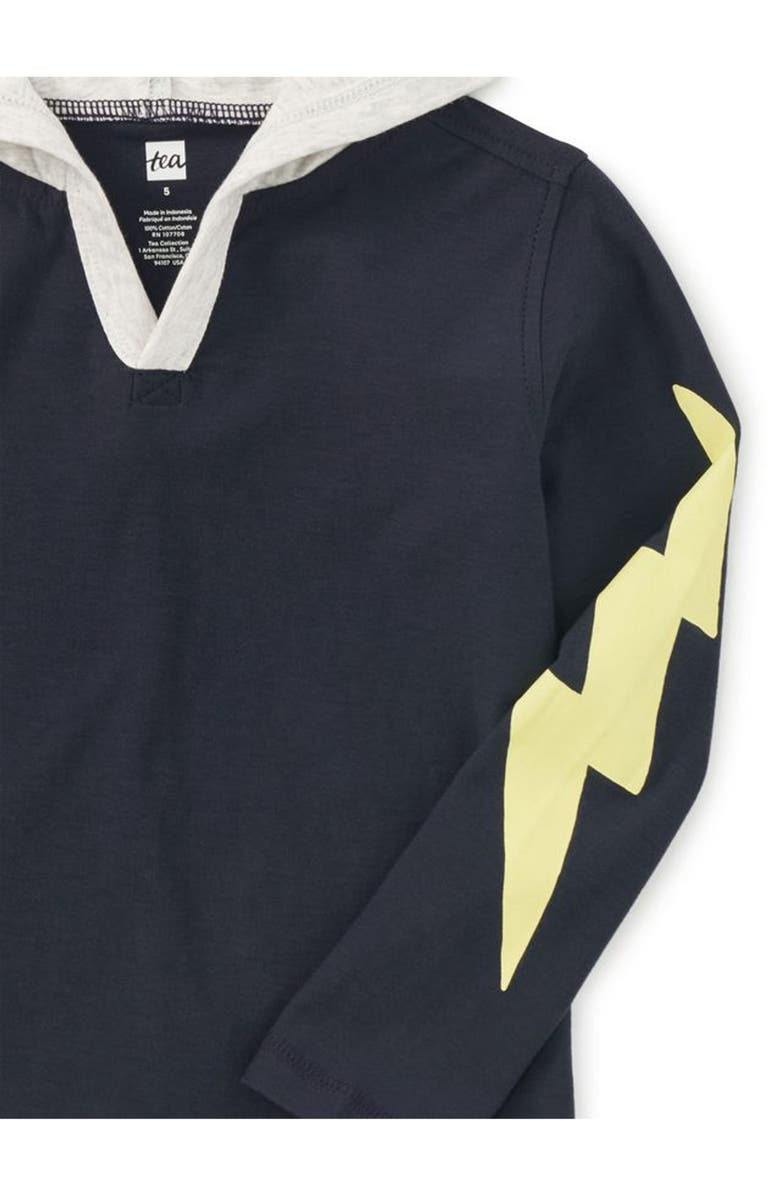 Tea Collection Bolt Sleeves Happy Hoodie, Alternate, color, Indigo