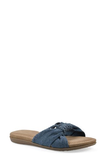 Cliffs By White Mountain Fasha Slide Sandal In Blue Denim Fabric