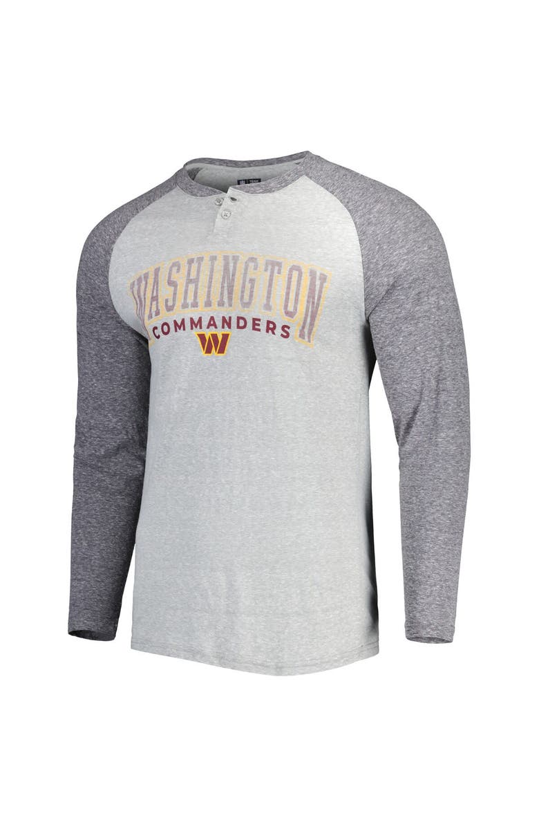 CONCEPTS SPORT Men's Concepts Sport Heather Gray Washington Commanders Ledger Raglan Long Sleeve Henley T-Shirt, Alternate, color,