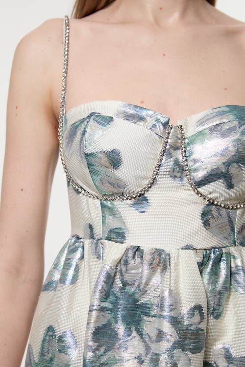 Karen Millen Metallic Jacquard Midi Dress In Blue