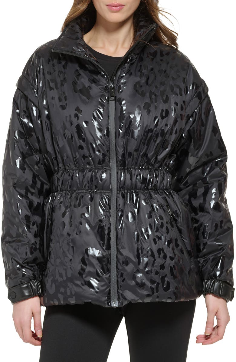 DKNY Allover Animal Print Puffer Jacket, Main, color, 