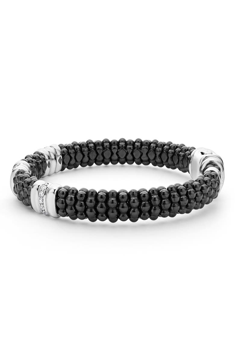 LAGOS Black Caviar Ceramic Diamond Station Bracelet, Alternate, color, Silver