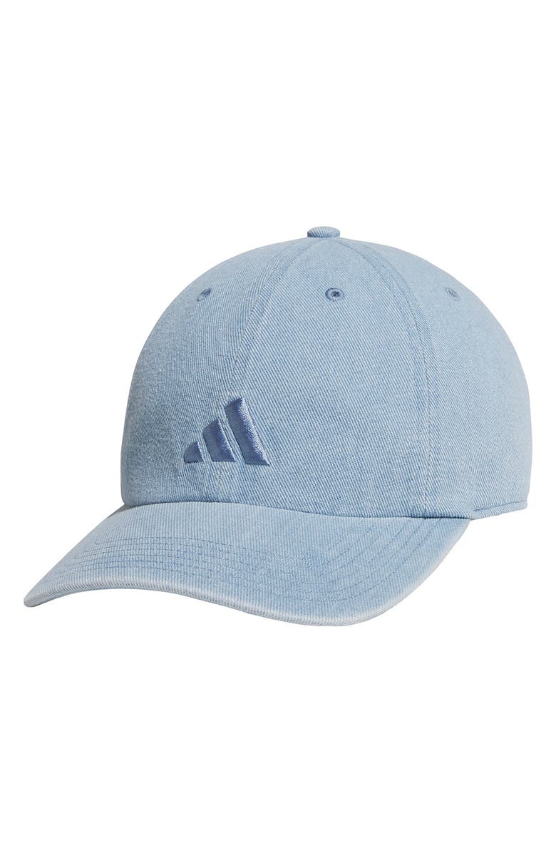 adidas Embroidered Denim Baseball Cap, Main, color, Light Blue Denim